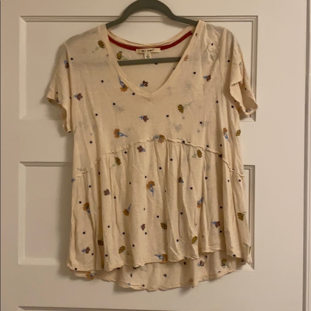 Cream floral print top